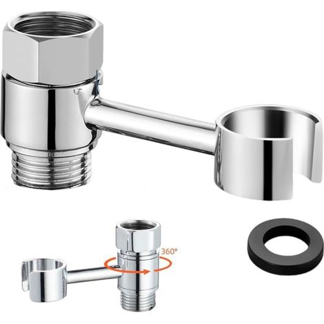 20mm Shower Head Holder, Hand Shower Bracket, No Drilling, Shower Holder with 360 Degree Shower Bracket, Shower Head Holder for Shower, Bathroom, Polished Chrome Brass (1/5)