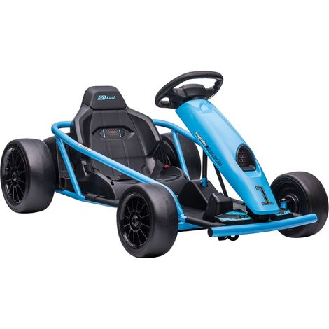 24V Drift Kart, Electric Ride-On Racing Go Kart w/ 2 Speeds, Steering Wheel, Pedals for Kids Aged 8-12, Blue
