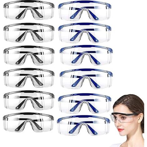 Sollbry 12 Pièces Lunette de Protection Travail Branches Réglables LunettesProtection Latérale Safety Glasses pour Chantiers Laboratoires Cyclisme (1/5)