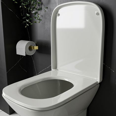 Genuine RAK Series 600 Square Toilet Seat Soft Close Quick Release - Gloss White Wrap Over