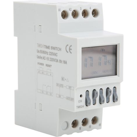 Interrupteur Horaire Numérique TM624, Minuterie 40 Programmes, Sonnerie Temporisée, Montage Rail DIN 220V (1/5)