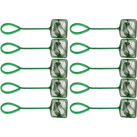 Un ensemble de 10 épuisettes à mailles fines pour aquarium, permettant de manipuler délicatement les poissons et de nettoyer les aquariums. (1/5)