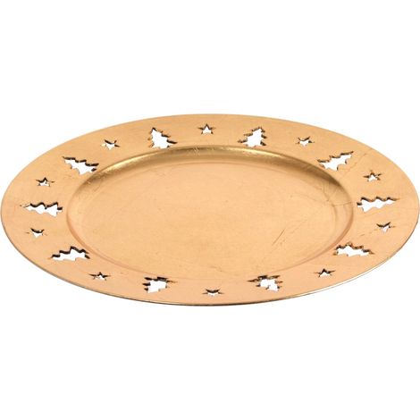Weihnachtsteller 33cm Plätzchenteller Adventsdeko Nikolausteller Adventsteller wiederverwendbar Mehrweg - gold