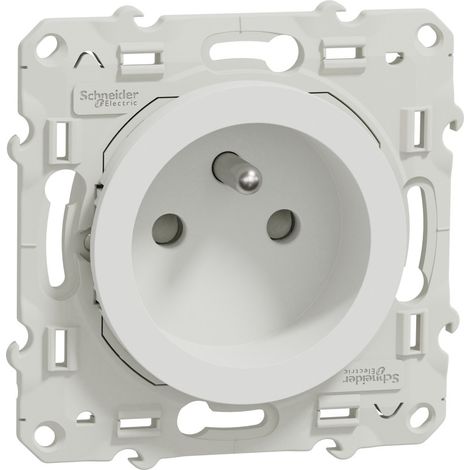 Schneider Electric – Prise de courant 2P+T blanche – Connexions à vis – 16A 250VCA – Indice de protection IP21D – Tenue diélectrique 2000V (1/4)