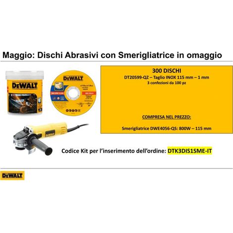 Dewalt offerta promo 300 dischi da 115mm in omaggio 1 smerigliatrice da 800w (1/2)
