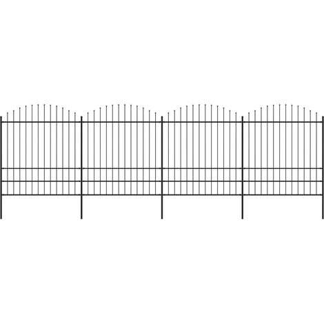 vidaXL Recinzione da Giardino con Punta a Lancia in Acciaio 714,5x200 cm Nero (1/5)