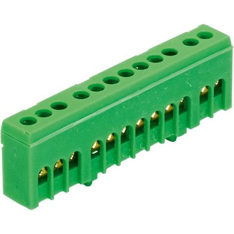 Bornier de terre isolé vert 12 bornes pour câble de 1,5 à 16mm² - rail DIN - MOREK
