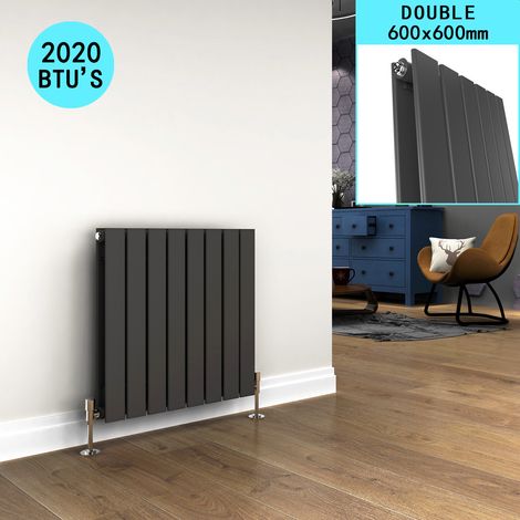 ELEGANT Anthracite Rectangular Radiator Designer Heater 600x 600mm Radiator, Double Flat Panel Rad (1/8)
