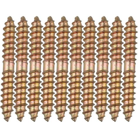 10 boulons de fixation pour meuble Cheville - M6 x 50 MM à tête double extrémité - Bois à bois (1/4)