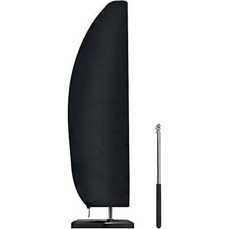 Parasol Cover, Waterproof, Windproof, Heavy Duty, Tear-Resistant Oxford Fabric, Extra Large Cantilever Umbrella Cover with Zipper (265 x 40/70/50 cm) – Black (1/4)