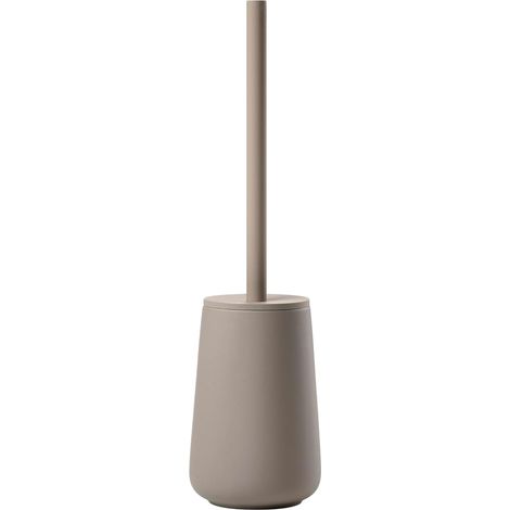 Brosse WC en Céramique avec Porte-Brosse Assorti - Revêtement Soft Touch - Poignée en Acier Inoxydable - Longueur 10,3 Cm - Hauteur 37 Cm - Taupe (1/4)