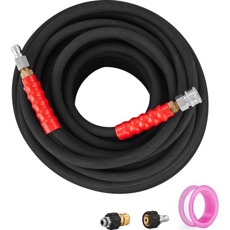 Mophorn Tuyau de nettoyeur haute pression , 30,5 m, rallonge robuste 4800 PSI, sans pli 3/8-φ14,8 mâle, 3/8-φ15 femelle, rayon de courbure de 4,9, pour la plupart des marques (1/5)
