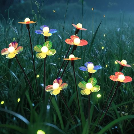 luci solari impermeabili a forma di fiore per esterni - con 32 LED - Luci decorative solari a forma di lucciola per giardino, cortile e cortile. (1/5)