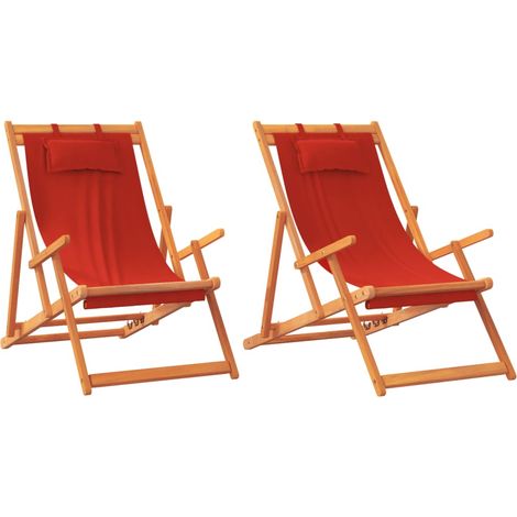 Maison Exclusive - Sedie da Spiaggia Pieghevoli 2 pz in Tessuto Rosso