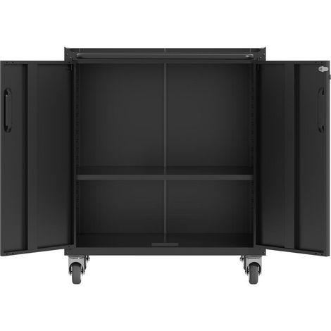 Garage, bureau ou cave - armoire métallique de rangement pour atelier, avec serrure, roulettes 360° et plateau surélevé (1/5)