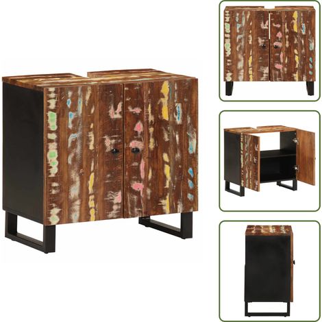 Meuble d'évier 62x33x58 cm bois de récupération et d'ingénierie - Meubles De Salle De Bain - Armoire De Lavabo - Meuble Vasque - Rangement Salle De Bain - Design Industriel (1/5)