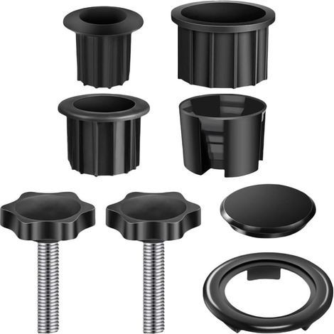 Kit de 8 pièces de rechange en plastique pour pieds de parasol - Pièces de rechange résistantes à l'usure - Avec anneau et vis - Pour la plupart des trous de parasol de plage , jardin , balcon (noir) (1/5)