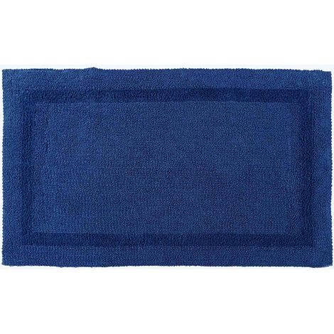 HOMESCAPES Luxury Reversible Extra Large Bath Mat - Navy Blue