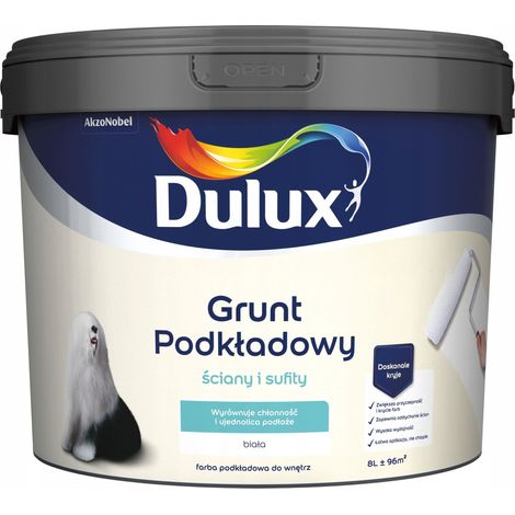 Imprimaci贸n de cobertura Dulux para paredes y techos, blanco mate, 8 litros.