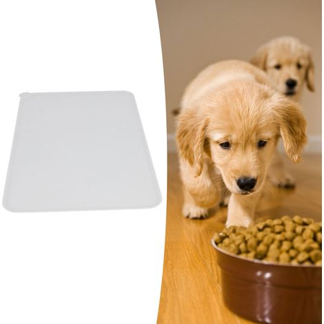 Tapis de table en silicone anti-fuites, imperméable et antidérapant pour gamelle d'animaux (gris) (1/5)