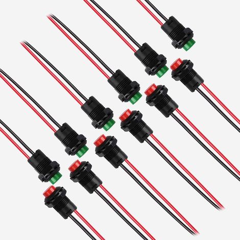Mini bouton poussoir rond 12 mm - Pour Arduino - 12 V - Pour PC, latching momentané - 6 pour rouge et vert (1/5)
