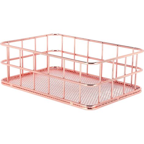 Panier de rangement en fil métallique pour salle de bain, étagères de maquillage, porte-pinceaux et stylos en maille métallique, panier de rangement pour articles de toilette. (1/4)