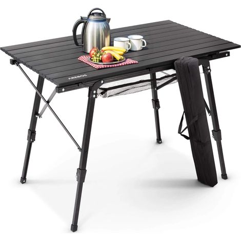 AREBOS Campingtisch 120 x 70 cm Rolltisch Aluminium Falttisch Outdoor schwarz (1/5)