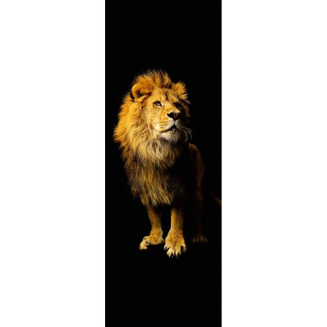 Papier peint panoramique animaux noir & doré | Tapisserie panoramique lion tendance chambre adulte | Papier peint panoramique pour escalier - 280 x 100 cm (1 pièce) (1/2)