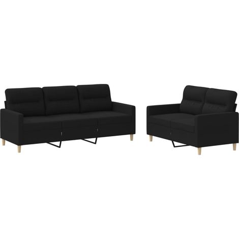 Maison Exclusive - Set di Divani 2 pz con Cuscini Nero in Tessuto (1/5)