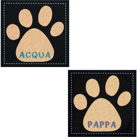 Paire de tapis Sous Bol Gomme Durable Antidérapant Rond Carrés Chien Chat - Carrés