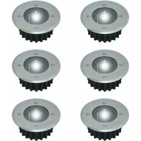 Set of 6 round 85mm recessed solar LED spotlights – stainless steel – weatherproof – outdoor lighting (1/5)