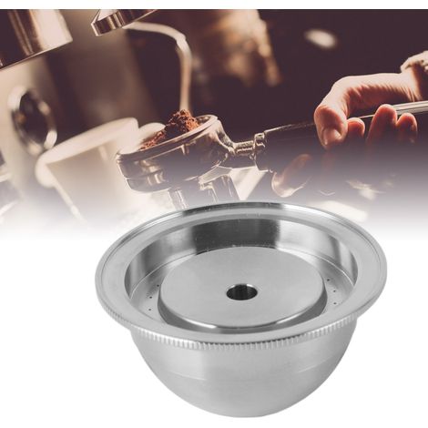 Cápsula de café reutilizable de acero inoxidable con almohadillas de filtro y cepillo de limpieza para máquinas de espresso Delonghi VertuoPlus Plus y VertuoLine ENV 135. (1/5)