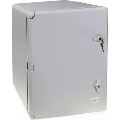 Coffret mural haute-résistance boîtier 500 x 400 x 240 - Porte pleine / Serrure clé / Plaque montage / IP65 / ABS (1/5)