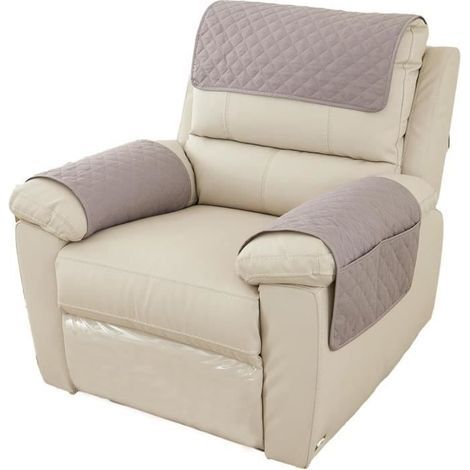 (Gris clair)Housse de Fauteuil 1 Place - MARQUE - Réversible - Imperméable - Polyester - Gris clair (1/4)