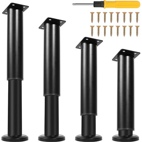 Randaco 4X gambe per mobili 18-30cm estensibili (nero) Piedi del plinto Gamba di supporto Gamba del mobile Piedi del plinto regolabile per hotel Piedi