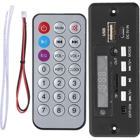 Kit mains libres Bluetooth pour voiture 02EBT-DX, carte décodeur avec télécommande, appel sans fil, noir (1/5)