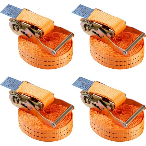 4 sangles d'arrimage avec cliquet et crochet, capacité de charge 2000 kg (2 t), longueur 6 m (1/5)