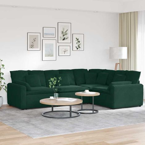 Modulares Sofa mit Kissen Samt Dunkelgrün