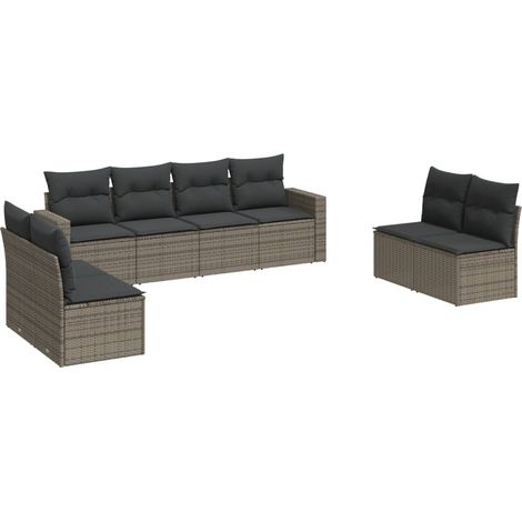 Maison Exclusive - 8-tlg. Garten-Sofagarnitur mit Kissen Grau Pol