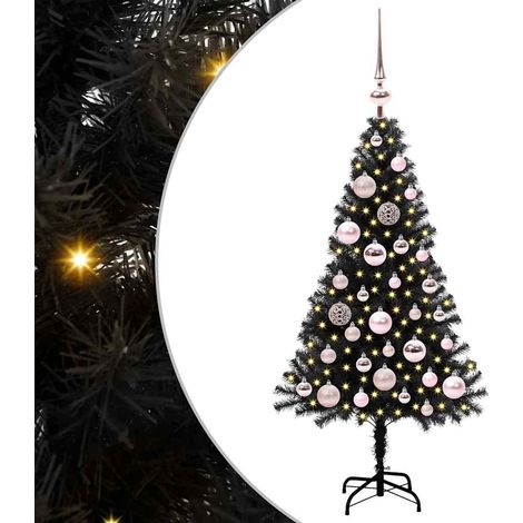 Sapin de Noël Arbre de Noël avec 150 LED avec support Noir 120 cm PVC (1/5)