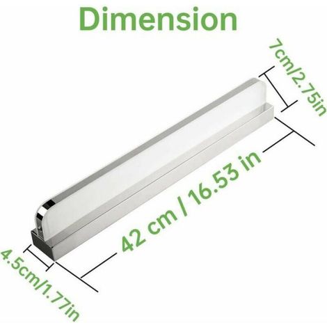 1 Lampe miroir LED, 7W, 42 cm, IP44 étanche, 6000K blanc froid, pour salle de bain (1/4)