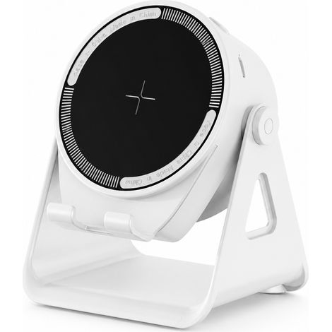 Enceinte Bluetooth 5.3 à Induction Magnétique avec Support Téléphone et Tablette, Bureau, Blanche ZJ-08 (1/5)