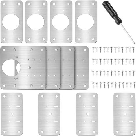 12 Pièces Charnière Porte Placard, Acier Inoxydable, Kit Réparation avec Vis, Pour Cuisine Bois