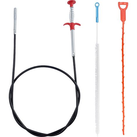 Lot de 3 Deboucheur Canalisation, Furet Deboucheur Evier Professionnel, Plomberie WC, Kit Debouchage Cheveux Douche Pince à Griffes Flexible pour Travailler Dans les Espaces Étroits (1/5)