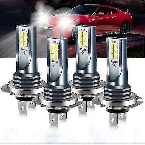 Kit de 4 ampoules LED H7 pour phares, feux de croisement/route, 220 W, 60 000 lm, blanc 6 000 K, ultra-lumineuses