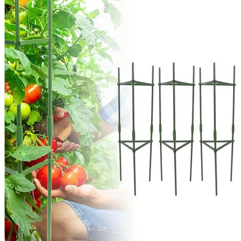 Jaula de soporte para tomates de 3 piezas – Enrejado triangular ligero de acero para plantas, 80 cm (1/5)
