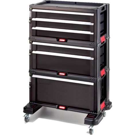 Keter Carro de taller con 6 cajones Negro y Rojo (1/5)
