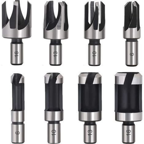 Mèche à bois pour perceuse 8PCS – Acier au carbone avec revêtement titane – Diamètres 6-16mm – Pour bouchons coniques précis (1/5)