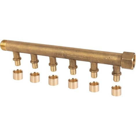 Collecteur 6 sorties - MF 3/4' - Avec départ à glissement Diamètre 16 mm - Riquier