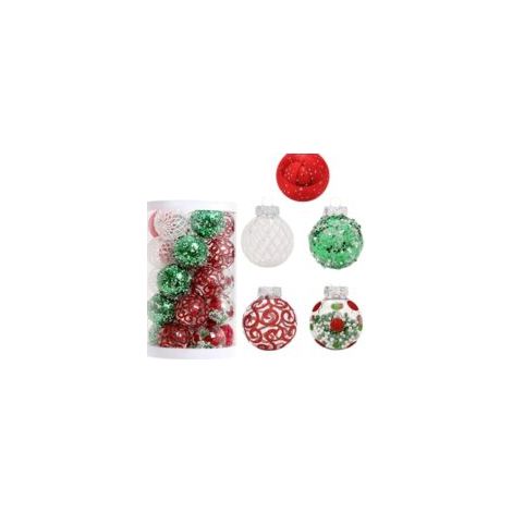 Pisexur Weihnachtskugeln, 25 Stück bruchsichere Kunststoffkugeln, bunte und glitzernde Weihnachtsbaumdekoration - Crezuo